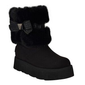 Guess Women's Denla Cold Weather Faux Fur Cozy Booties